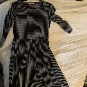 Boden Navy and White stripe dress